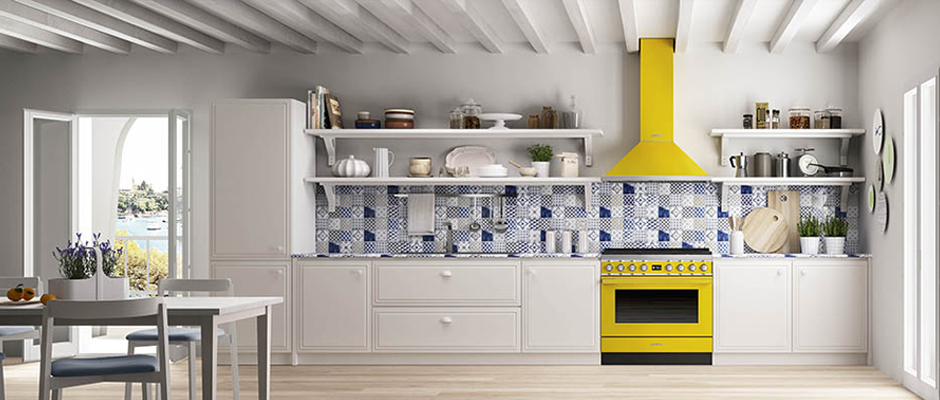 smeg appliances with yellow stove