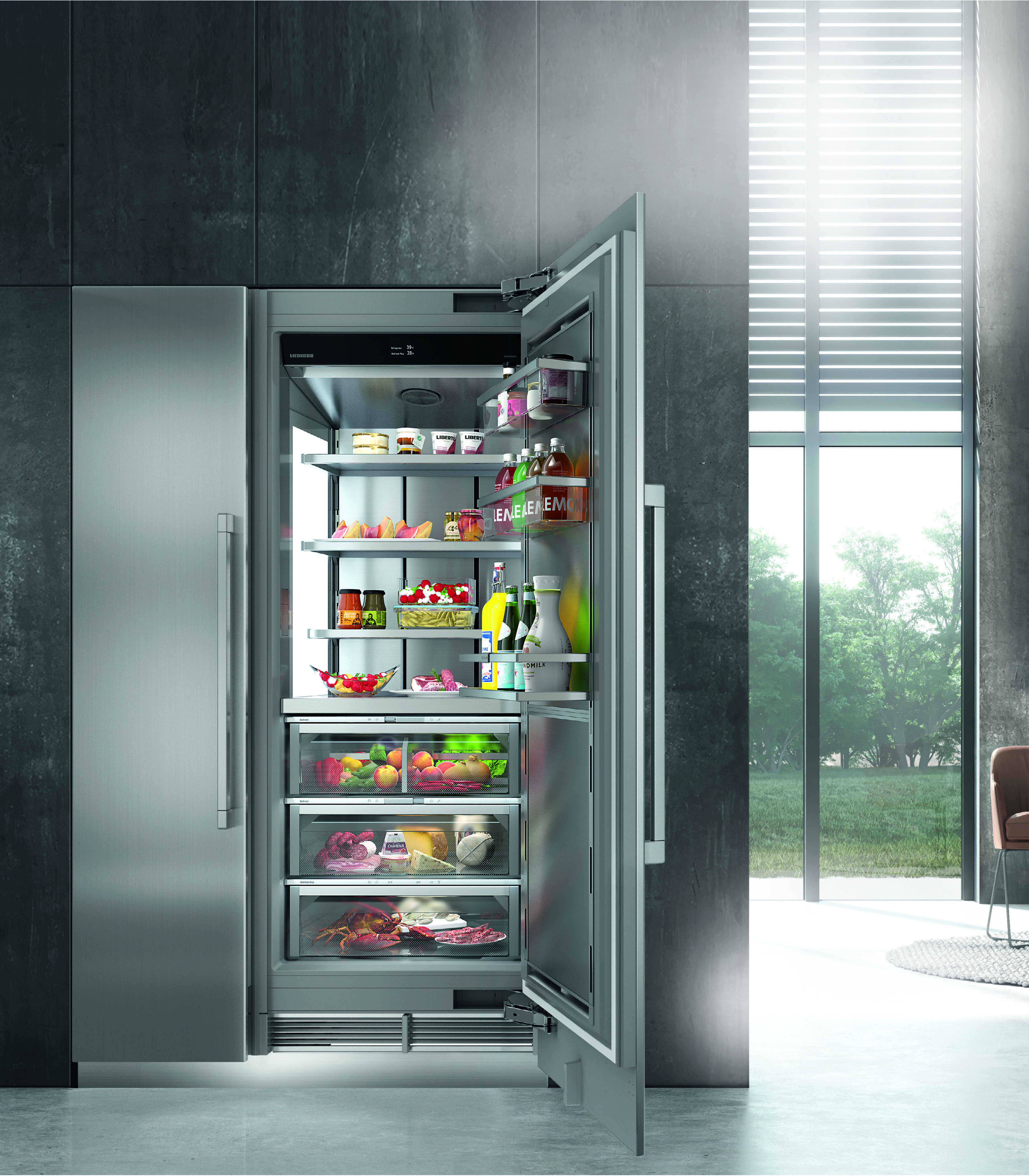 opened fridge monolith refrigerator from liebherr